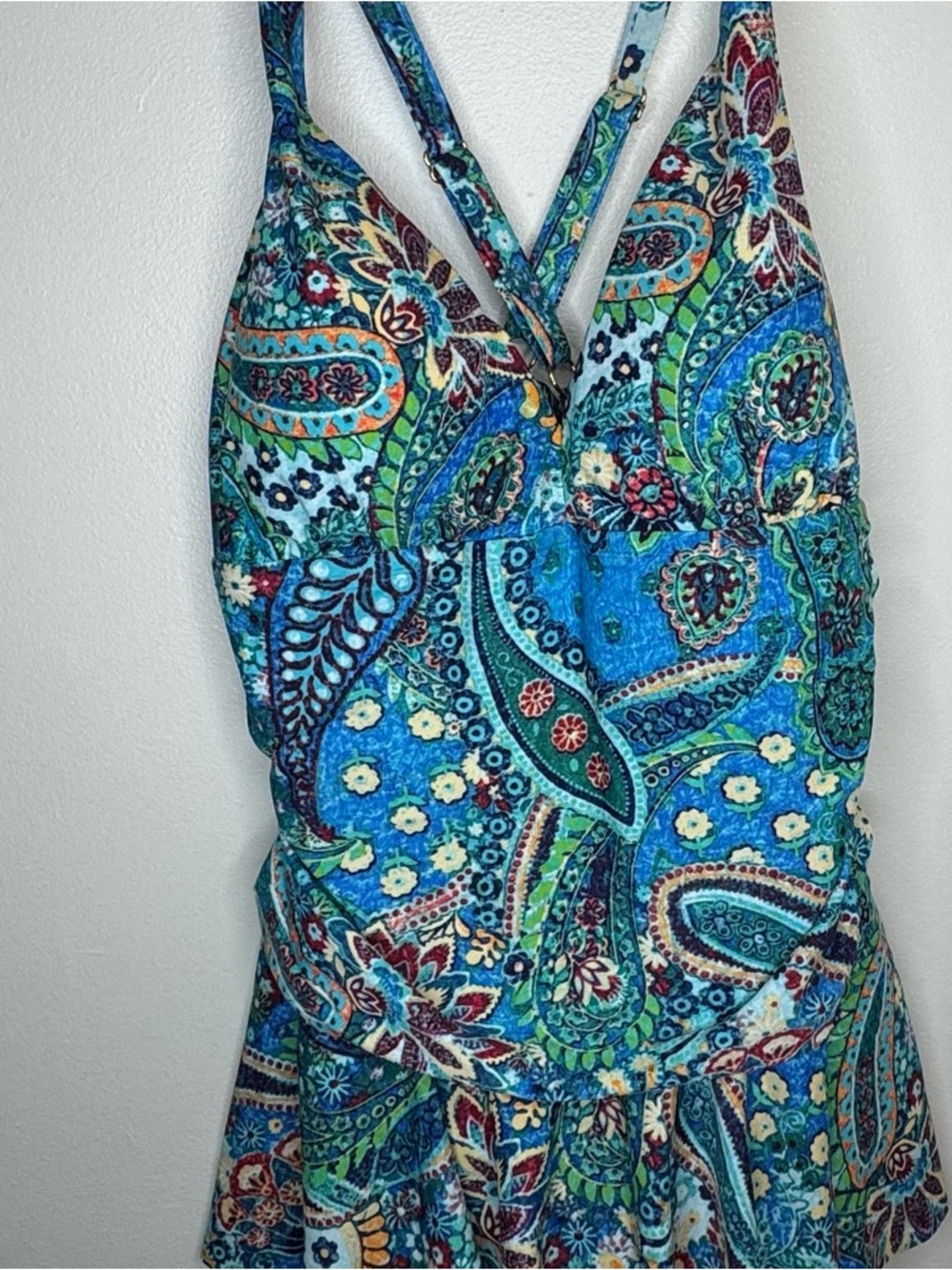 Chaps Blue & Aqua Paisley One-Piece Swimdress